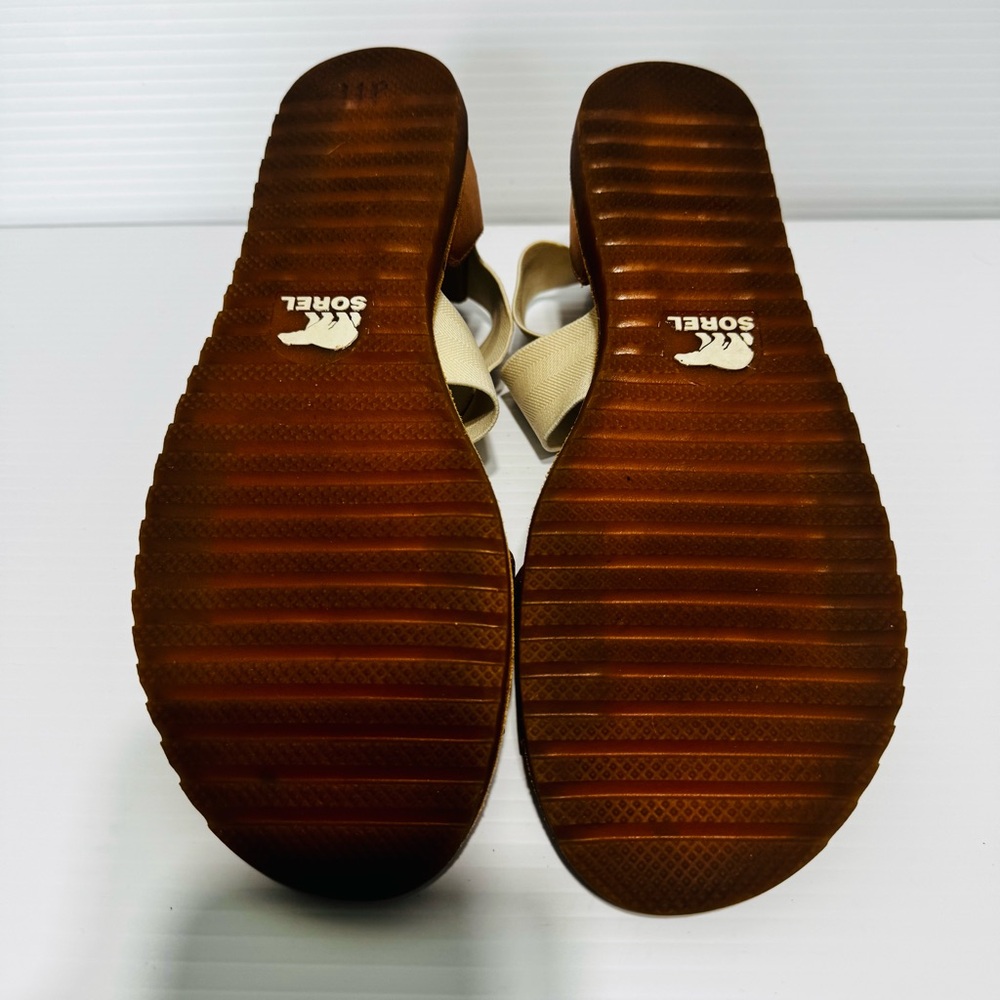 Sorel Ella Metallic Gold and Cream Sandals Size 7 - Picture 11 of 14
